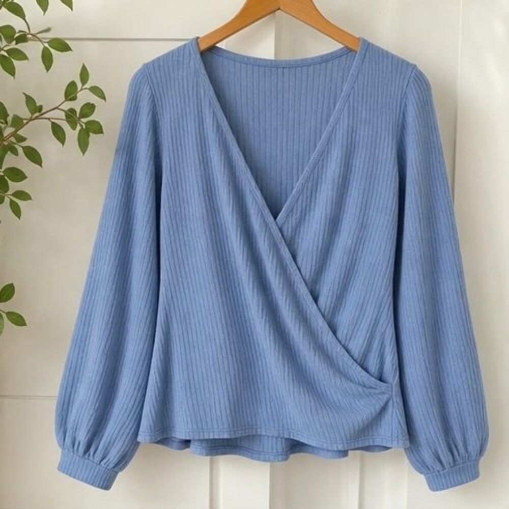 Blue Ruffle Blouse